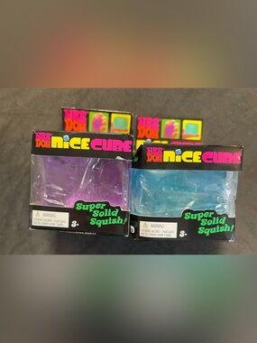 2 Original NeeDoh Nice Cubes Squish Toy - Blue & Purple NEW